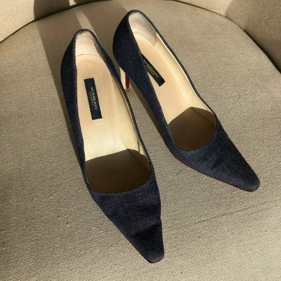 BURBERRY EU37/US6 Denim Heel Pump Pointed Toe - Picture 3 of 8